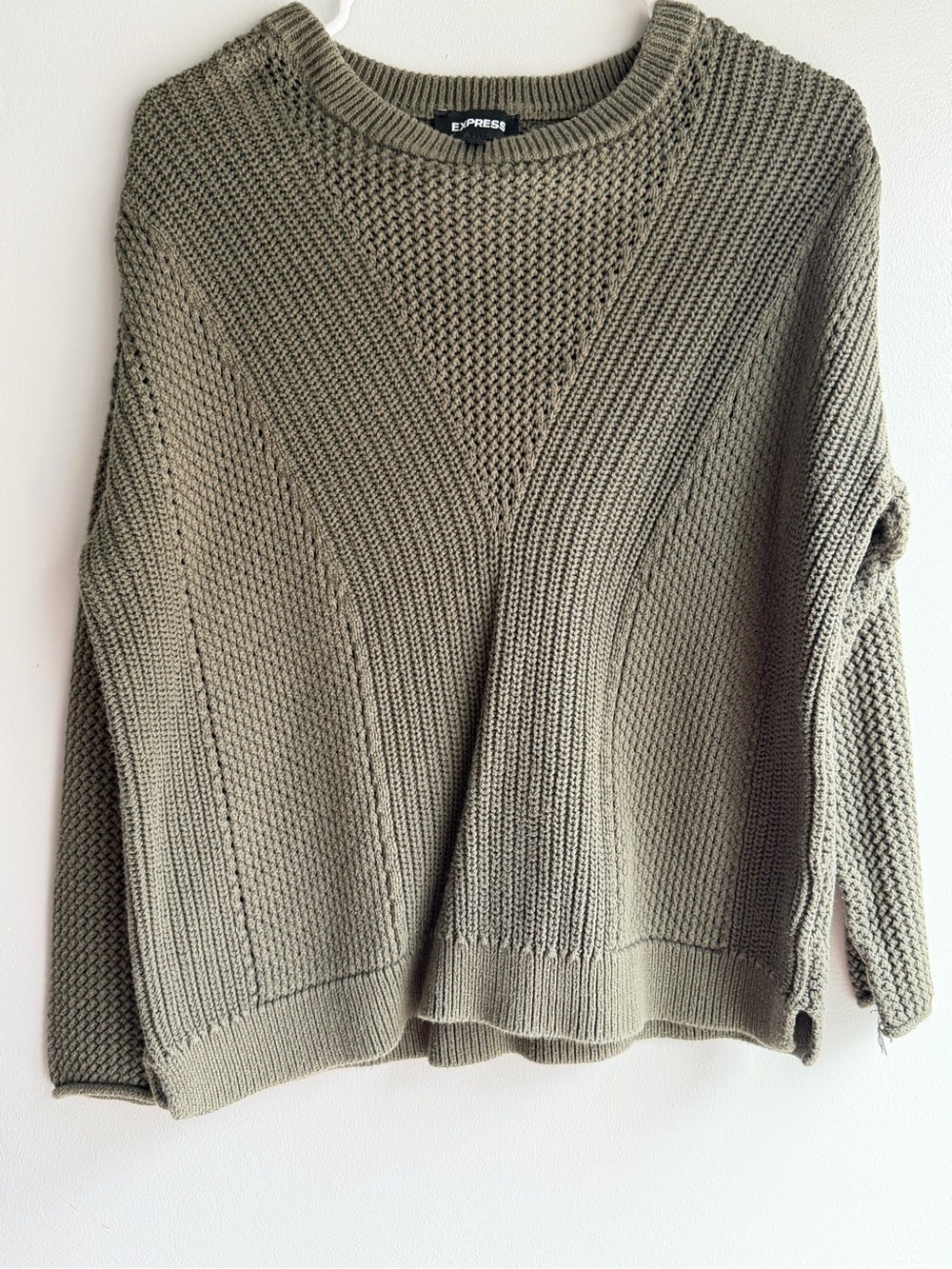 Express Olive Crewneck Knit Sweater